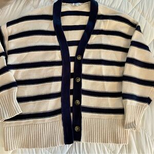 Madewell Women’s Navy and Cream Striped Cardigan
